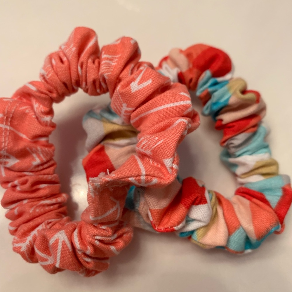 Arrows and triangles hand made scrunchie pair